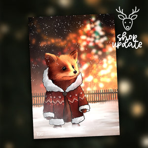 🦌 illustration - merry foxmas - collection des fêtes ⛄ 🎄